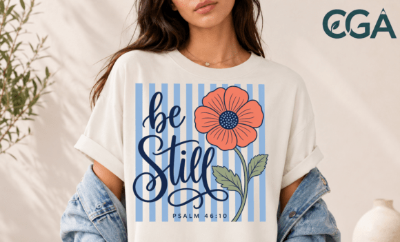 Be Still Psalm 46 10 Floral Bible Png for T-Shirt Designs