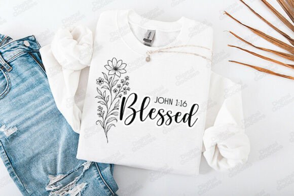 Blessed Floral Faith Typography for T-Shirt Designs