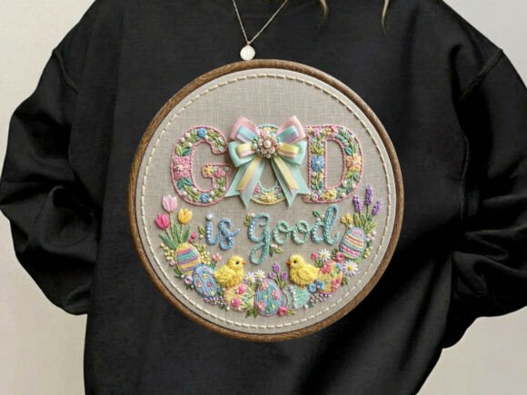 God is Good Easter Faux Yarn Tshirt Png