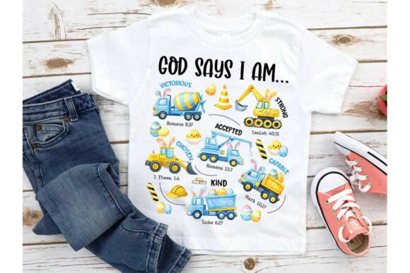 God Says I Am Construction Easter PNG for T-Shirt Designs