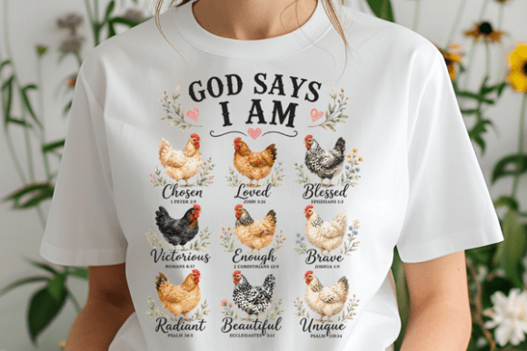 God Says I Am PNG, Chicken Breeds PNG for T-Shirt Designs