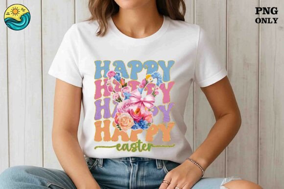 Happy Happy Happy Happy Easter PNG for T-Shirt Designs
