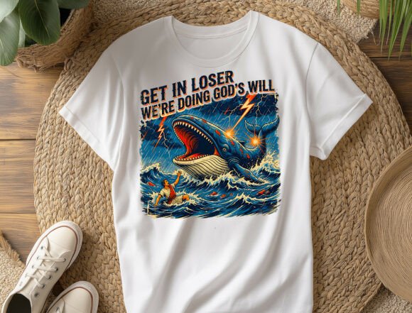 Jonah Vs the Whale Png Funny Bible Png for T-Shirt Designs