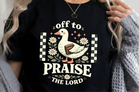 Off to Praise the Lord Retro Goose Png