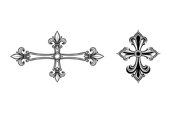 Ornate Fleur De Lis Cross SVG Bundle for T-Shirt Designs