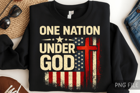 Patriotic Cross USA Flag Shirt PNG for T-Shirt Designs