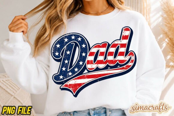 Patriotic Dad American Flag Sublimation for T-Shirt Designs
