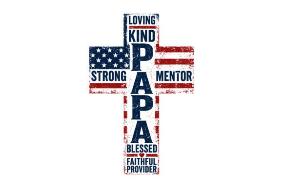 Patriotic Papa Cross Design for T-Shirt Designs