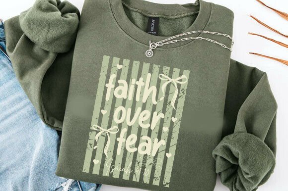 Retro Faith Over Fear Svg, Preppy T-Shirt Designs