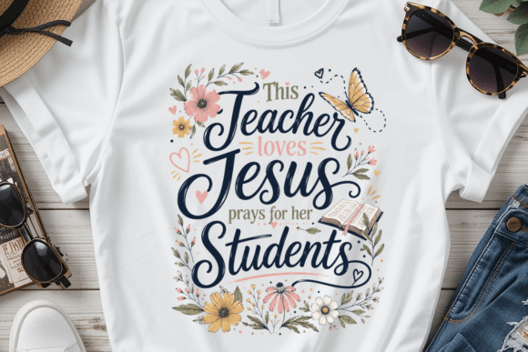 Teacher Prays for Her Students PNG T-Shirt Designs