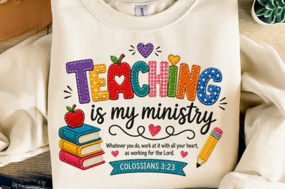 Teaching is My Ministry Faux Yarn Design for T-Shirt Designs